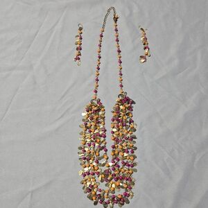 Gold-Tone Beaded Necklace & Earring set
